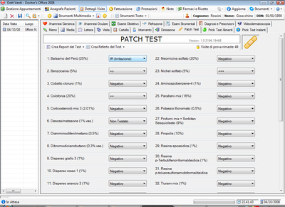 cartella medica personalizzata - Patch Test 1